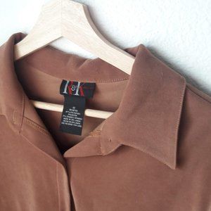 Vintage R&K Brown Polyester Button-up size 12